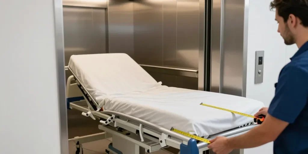 Lit médicalisé dimensions hors-tout : le choix pour la porte et l'ascenseur ?